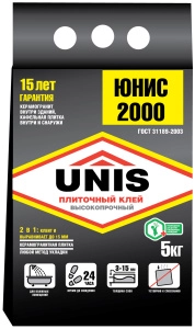 Изображение Клей плиточный Юнис 2000, 5 кг