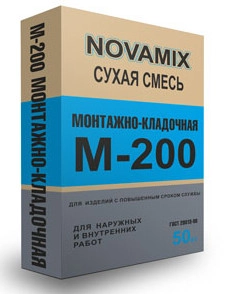 Изображение Смесь М-200 (Монтажно-кладочная) 50 кг NOVAMIX