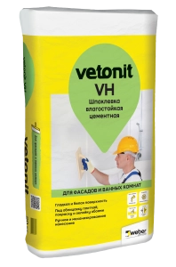 Изображение Шпаклевка влагостойкая Ветонит ВХ белая финишная , 20 кг